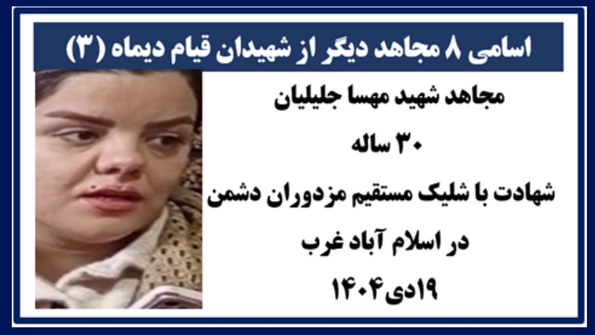 اسامی ۸ مجاهد دیگر از شهیدان قیام دیماه(۳)